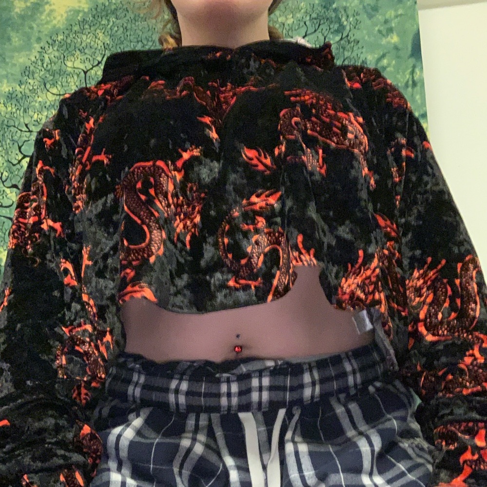 Red dragon suede large crop top